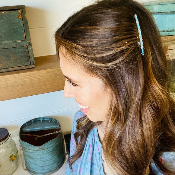 ♥️ Zuni ♥️ Jennifer Booqua Sterling Silver & Turquoise Hair Combs Set - Picture 5 of 8